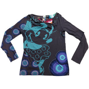 Disney Desigual Womens Minnie Mouse Long Sleeve Shirt Size Small